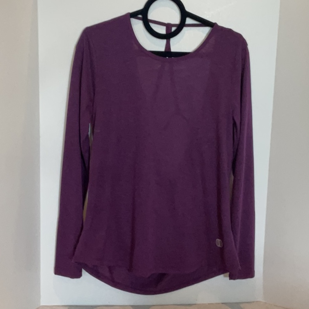 Body Purple Long Sleeve Open Back Top